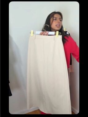 Aleeza Paris Sand High-Waist A-Line Skirt